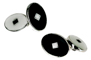 Black and White Enamel Formal Cufflinks