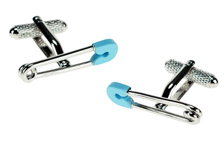 Blue Baby Safety Pin Cufflinks