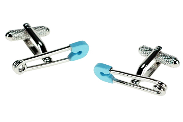 Blue Safety Pin Cufflinks