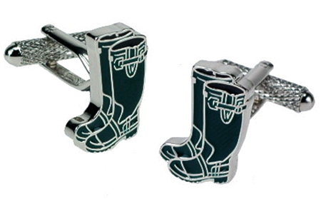 Remember splashing in ALL the puddle with your Dad - these wonderful green 'wellies' cufflinks are a superb reminder!