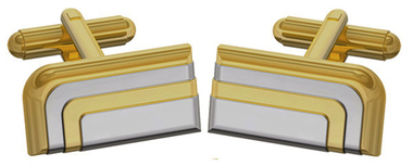 1920's style cufflinks in gold and rhodium
