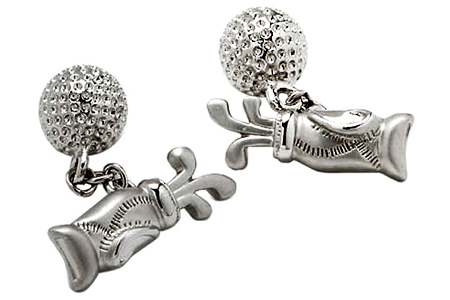 Golf Bag and Ball Chainlink Cufflinks