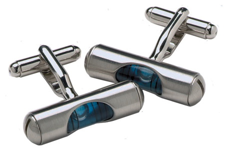 Blue 'working / moving part' spirit level cufflinks