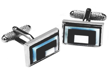 Rectangle Mother of Pearl and Black Onyx Cufflinks
