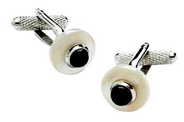 Mother of Pearl Cufflinks with Black Onyx