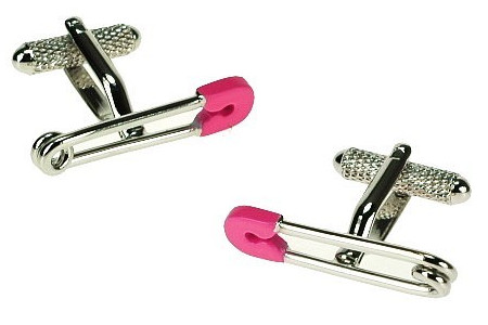 Pink Baby Safety Pin Cufflinks