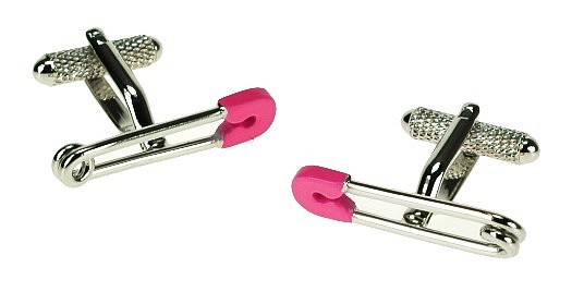 Pink Safety Pin Cufflinks