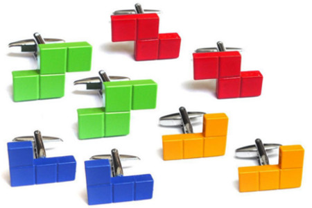 Retro Game Tetrimino Shape Cufflinks